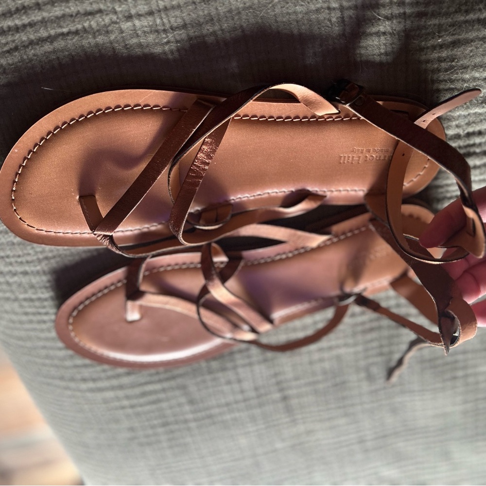 Garnet hill Bronze Leather Strappy Sandals 10 new